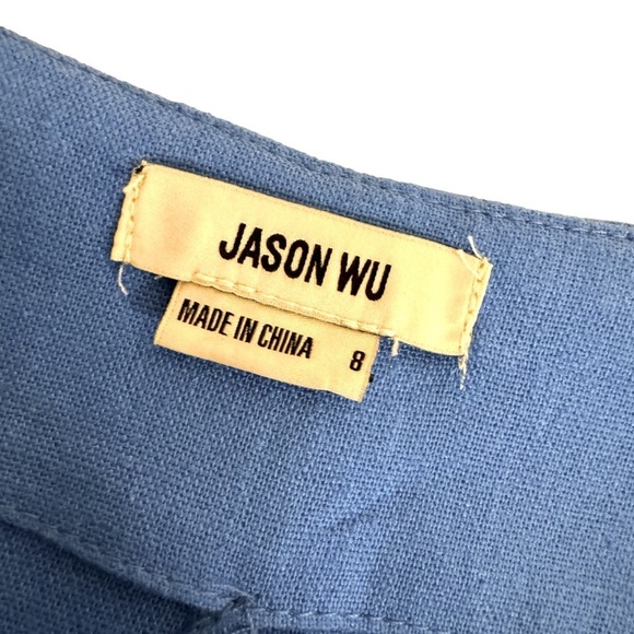 NWT Jason Wu Blue Linen Blend Braided High Waist Wide leg crop Pant Womens 8 - Picture 7 of 14